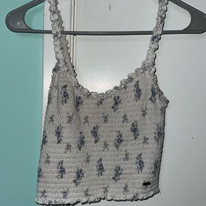 Hollister small white ruffled cropped tank